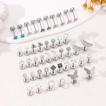 Load image into Gallery viewer, 2PCS/Set Stainless Steel Heart Moon Earbone Stud Screw Ball Stud Earrings for Women Fashion Ear Tragus Cartilage Body Piercing