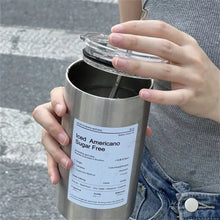 Load image into Gallery viewer, 600ml Portable Thermos Cup – 304 Stainless Steel Coffee Mug, Leak-Proof with Straw