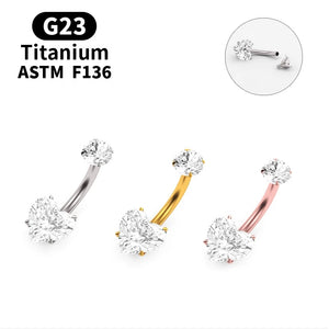 Titanium Heart Crystal Belly Button Ring Dangle Navel Piercing Jewelry