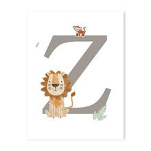 Load image into Gallery viewer, Customized Baby Name Poster Jungle Animals Lion Zebra Elephant Canvas Painting Kis Bedroom Wall Art Print Pictures Nursery Decor