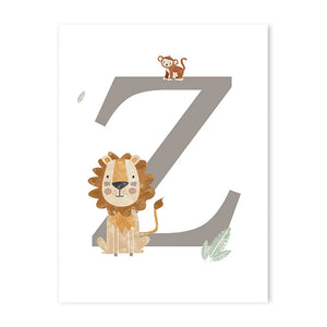 Customized Baby Name Poster Jungle Animals Lion Zebra Elephant Canvas Painting Kis Bedroom Wall Art Print Pictures Nursery Decor