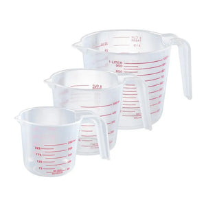 3 Pcs Plastic Measuring Cups Set Transparent Kitchen Baking Tool Graduated Handles
