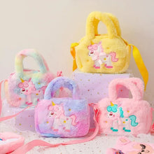 Load image into Gallery viewer, : Kids Unicorn Crossbody Purse: Plush, Embroidered, Rainbow