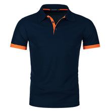Load image into Gallery viewer, Men's short sleeve color matching fashion with men's lapel short sleeve