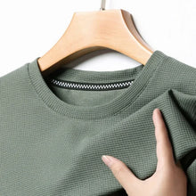 Load image into Gallery viewer, Short sleeved Polo shirShort sleeved Waffle Solid Polot fashion splicing men's round neck top cotton daily short sleeved T-shirt