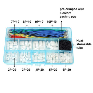 2.54mm XH Connector Socket Kit with Pre-Crimped Cable Wire Set