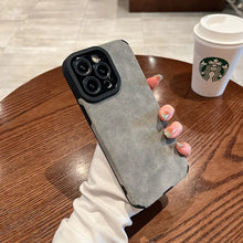 Load image into Gallery viewer, Fashion Matte Leather Silicone Case For iPhone 14 Plus 12 13 Mini 11 16 15 Pro Max 17 ProMax Lens Protection Shockproof Cover