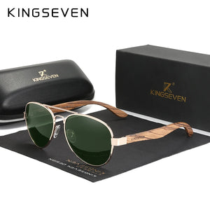 KINGSEVEN Handmade Wood Sunglasses for Men - Polarized, UV400, Ship From Spain