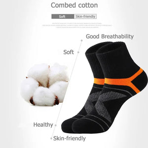 Men's Cotton Sports Socks 3 Pairs Black Running Casual Breathable Absorb Sweat