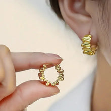 Load image into Gallery viewer, Vintage Chunky Stainless Steel Hoop Earrings For Women Fashion Simple Round Circle Simple Earrings Party Jewelry Holiday Gifts