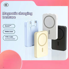 Load image into Gallery viewer, Three-In-One Wireless Fast Charging Magnetic Absorption Mobile Power Bank With Line 20000mah High Capacity Portable Charger