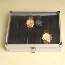 Load image into Gallery viewer, Useful Aluminium Watches Box 12 Grid Slots Jewelry Watches Display Storage Box Square Case Suede Inside Rectangle Watch Holder