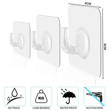 Load image into Gallery viewer, 5/10/20Pcs Self-adhesive Hook Transparent Door Wall Hook Child Heavy Load Rack Kitchen Bathroom Towel Key Rack Sticky Hook