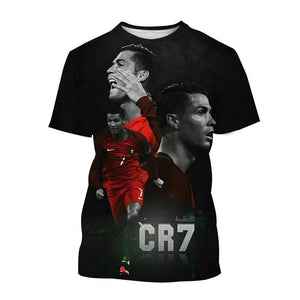 New Summer Ronaldo 3D Print T-Shirt for Boys & Girls – Sports Street Fashion Tee