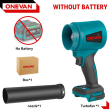Load image into Gallery viewer, ONEVAN 400M/S 4000W High Power Brushless Turbo Blower Fan Electric Air Blower Jet Fan Snow Leaf Dust Tool For Makita Battery Pin