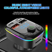 Load image into Gallery viewer, Bluetooth 5.0 Car FM Transmitter PD Type-C Dual USB Ambient Player Handsfree MP3 Charger Type-C Wireless Light PD QC3.0 Adapter