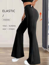 Load image into Gallery viewer, Women's spring and summer high waisted tight fitting flared pants, slim leg long black pants, thin wide leg pants for slim women