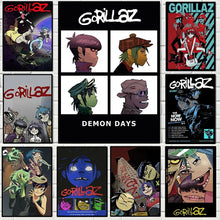 Load image into Gallery viewer, Virtual Anime Rock Band Gorillaz Poster Modern Music Album Cover Canvas Painting Wall Art for Club Living Room Home Decor Mural