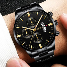 Load image into Gallery viewer, 2PCS Men Business Watches Fashion Steel Band Quartz Watch Male Calendar Watch Bracelet Relogio Masculino（Without Box）