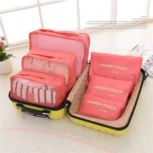 6-Piece Waterproof Travel Storage Bag Set - Large Capacity Luggage Organizer with Zipper