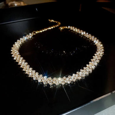 Luxury Rhinestone Choker - Shiny Crystal Necklace for Women Wedding Party