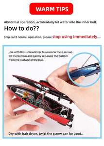 High Speed Mini RC Boat with LED Lights - Remote Control Racing Ship for Kids Gifts