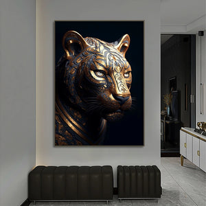 Black Gold Wildlife Canvas - Nordic Aesthetic Wall Art for Living Room Decor