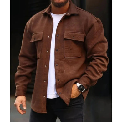 New Men's Solid Color Jacket - Casual Fashion Coat Plus Size Shirt Jacket