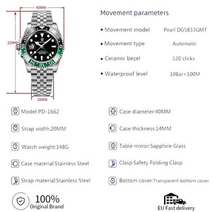 PAGANI DESIGN PD-1662: Luxury GMT Mechanical Wristwatch