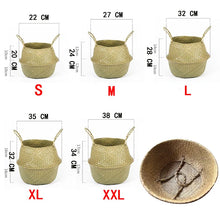 Load image into Gallery viewer, Storage Baskets Straw Wicker Rattan Hanging Flowerpot Seagrass Folding Laundry Baskets Garden Plant Basket Home Decor Pastoral