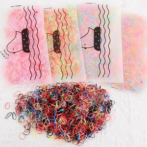 1000Pcs Colorful Disposable Hair Bands Kids Elastic Rubber Ponytail Holders