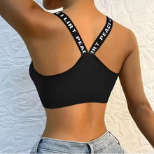 Load image into Gallery viewer, Sports underwear Women Yoga Fitness Seamless Crop Top Wide Letter Straps Comfortable Workout Activewear