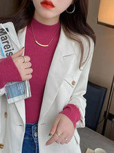 Load image into Gallery viewer, Autumn Winter Mock Neck Women Sweater Vintage Basic Solid Knitted Korean Tops Casual Slim Pullover Sweaters Simple Chic Jumpers