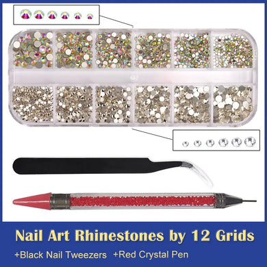 DIY Nail Art Rhinestones Set Crystal AB Decoration with Tools Nails Accessories