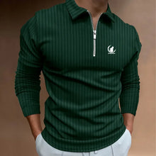 Load image into Gallery viewer, Men Clothes New Long Sleeve Zipper Stripe Polo Shirt Casual Men Polo Shirt Tops Polo Shirt Fashion Men Slim Sport Polo Shirt