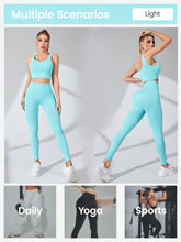 Load image into Gallery viewer, Women’s Workout Sets 2 Piece - Seamless Yoga Leggings and Cross-Strap Sports Bra Gym Outfits Activewear Matching Set