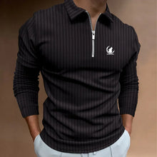 Load image into Gallery viewer, Men Clothes New Long Sleeve Zipper Stripe Polo Shirt Casual Men Polo Shirt Tops Polo Shirt Fashion Men Slim Sport Polo Shirt