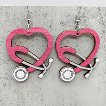 Load image into Gallery viewer, Medical Stethoscope Wooden Earrings Nurse Day Doctor Jewelry Accessories