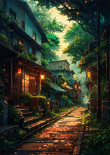 Load image into Gallery viewer, Japanese Street Scenery Sakura Architecture Canvas Posters and Prints Wall Art Paintings Mural for Modern Living Room Home Decor