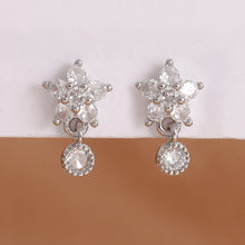 Load image into Gallery viewer, Luxury Stainless Steel Star Dangle Earrings For Women Sparkling Zircons Geometric Ear Piercing Earring Fashion Jewelry aretes