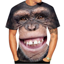 Load image into Gallery viewer, New casual men's new 3D design spoof gorilla funny monkey T-Shirt Funny pout monkey 3D printing Summer Short Sleeve Shirt Kids