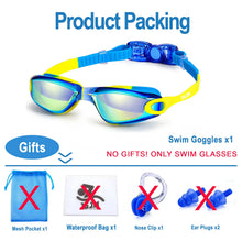 Load image into Gallery viewer, JSJM Professional Kids Swimming Goggles Anti-Fog UV Protection Waterproof Silicone Swim Glasses for Boys Girls Swim Eyewear Gift