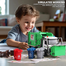 Load image into Gallery viewer, Friction Powered Garbage Truck Toy with Lights and Sounds