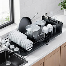 Load image into Gallery viewer, Dish Drainer Rack - Extendable Dish Drainer, Multifunctional Anti-Rust Dish Rack for Kitchen Counter, with Cutlery &amp; Cup Holders