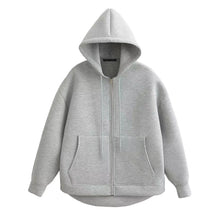 Load image into Gallery viewer, HH Autumn Women Casual Hooded Jacket Loose Oversize Zipper Hoodie Sweatshirts Solid Coat Office Lady Chic Outwear Tops