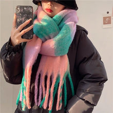 Load image into Gallery viewer, 2025 Winter Thick Warm Scarf Women Cashmere Shawl and Wraps Pashmina Neckerchief Bufanda Female Rainbow Hairy Tessel Echarpe New