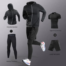 Load image into Gallery viewer, 3-7Pcs Men's Ice Fiber Quick-Dry Running Fitness Full Set/Suit Tracksuit For Marathon, Training Cycling，Jogging,Gym， sweatpants
