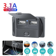 Load image into Gallery viewer, Car Charger Socket Adapter with Switch, 2-4-Ports Charging Splitter, Outlet for Bus, RV, ATV,Truck,Boat,Outlet,12V,24V, PD,QC3.0