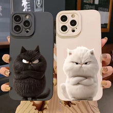 Load image into Gallery viewer, Funny Cool Cat Silicone Phone Case For iPhone 16 15 14 13 12 11 17 Pro Max 15 Pro XS XR X 8 16 Plus Shockproof Matte Soft Cover