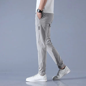 Men's Ice Silk Pants - Summer 2023 Business Casual Straight Leg Elastic Sweatpants